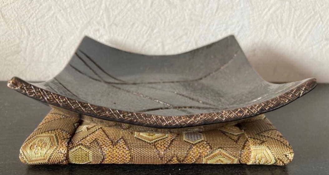 ㉔ 四角皿(油滴天目) 角小皿 皿 器 和食器 陶器