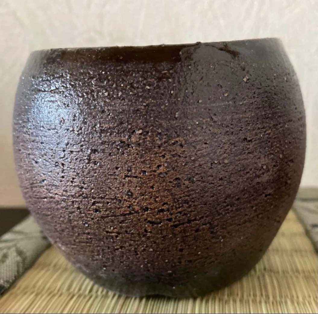 植木鉢(油滴天目) 浅鉢 2号相当 器 陶器 観葉植物 受賞作家 手作り 一点物 ⑥