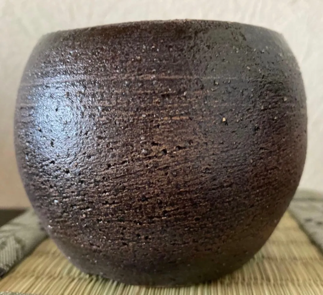 植木鉢(油滴天目) 浅鉢 2号相当 器 陶器 観葉植物 受賞作家 手作り 一点物 ⑥