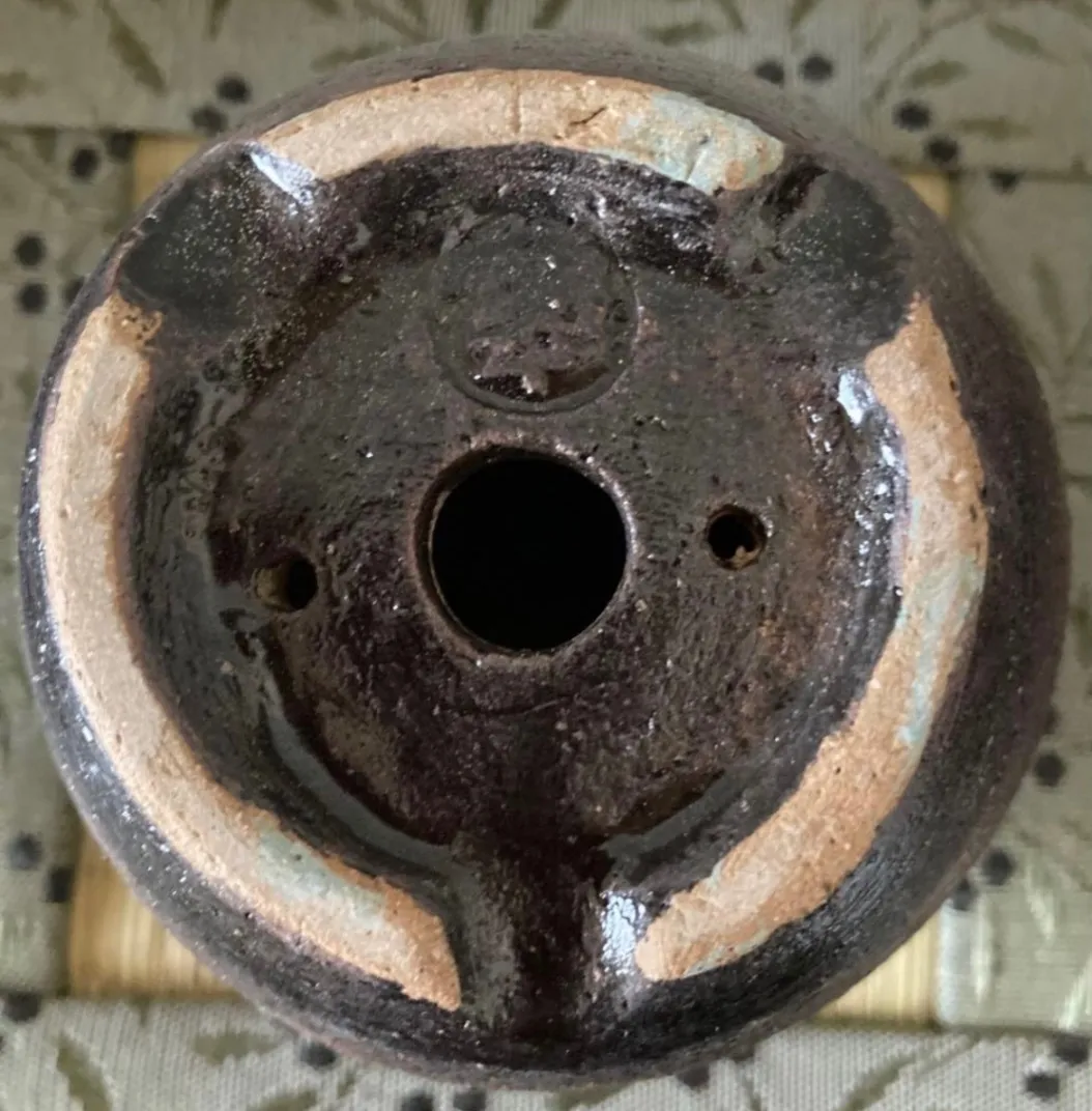 植木鉢(油滴天目) 浅鉢 2号相当 器 陶器 観葉植物 受賞作家 手作り 一点物 ⑥