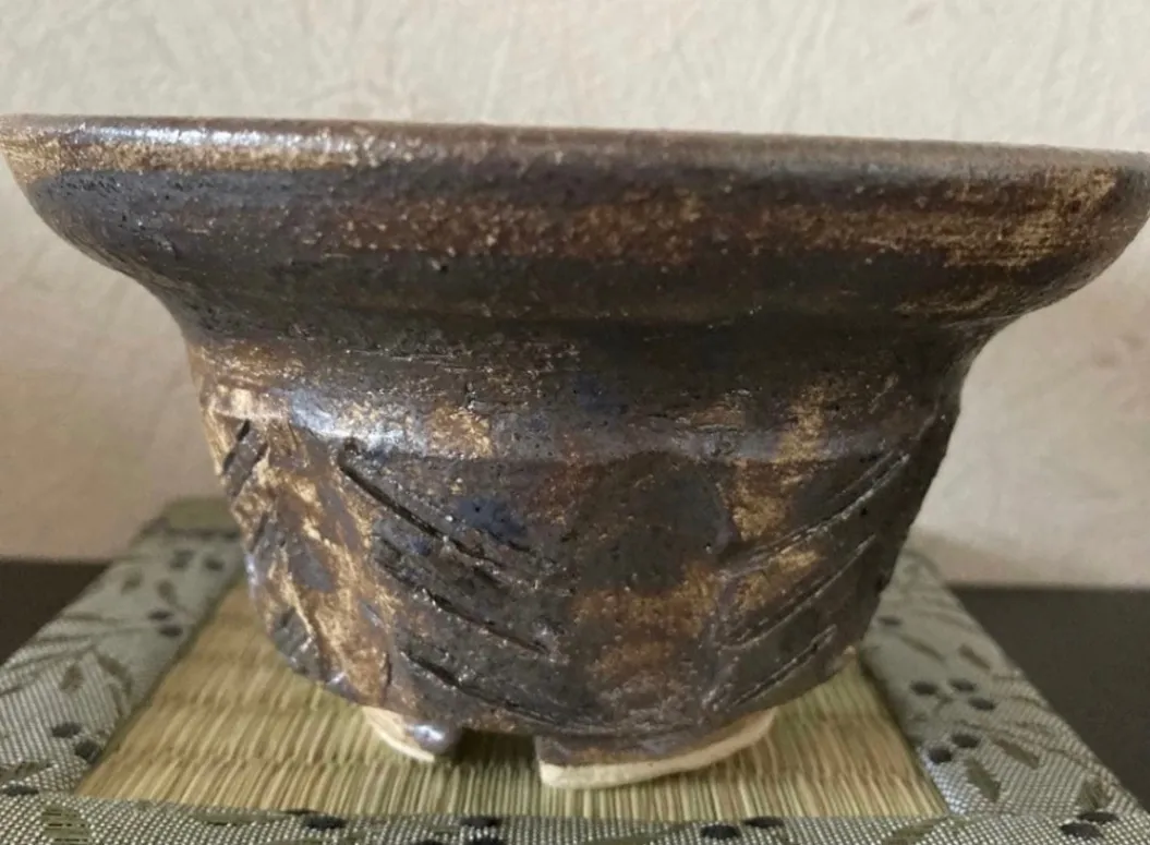植木鉢(金彩) 浅鉢 3号相当 器 陶器 観葉植物 受賞作家 手作り 一点物 ⑧