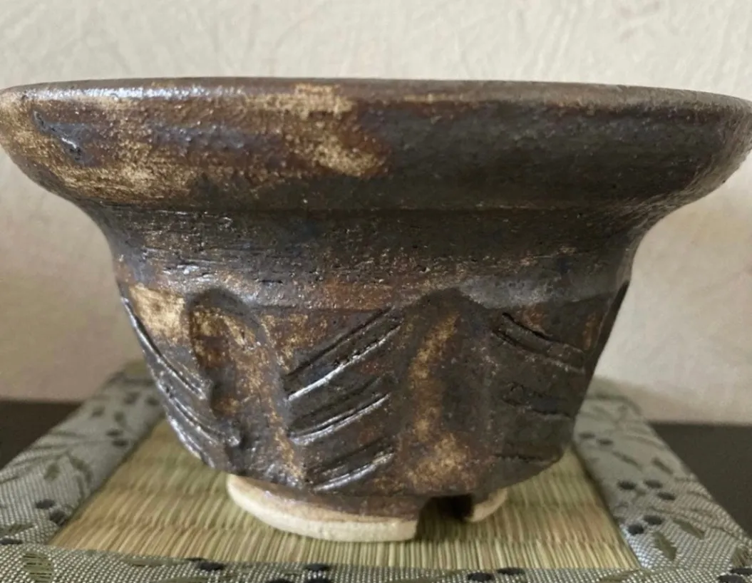 植木鉢(金彩) 浅鉢 3号相当 器 陶器 観葉植物 受賞作家 手作り 一点物 ⑧