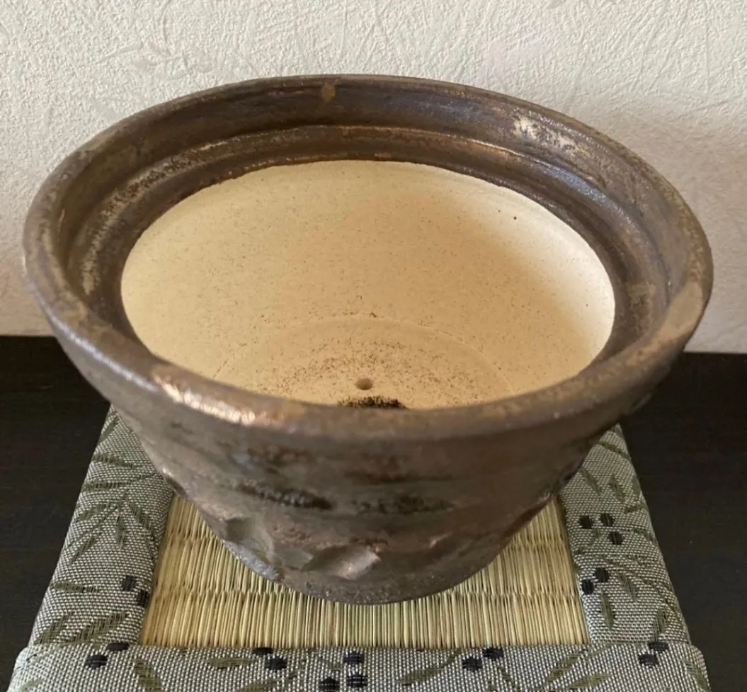 植木鉢(金彩) 浅鉢 3号相当 器 陶器 観葉植物 受賞作家 手作り 一点物 ⑨