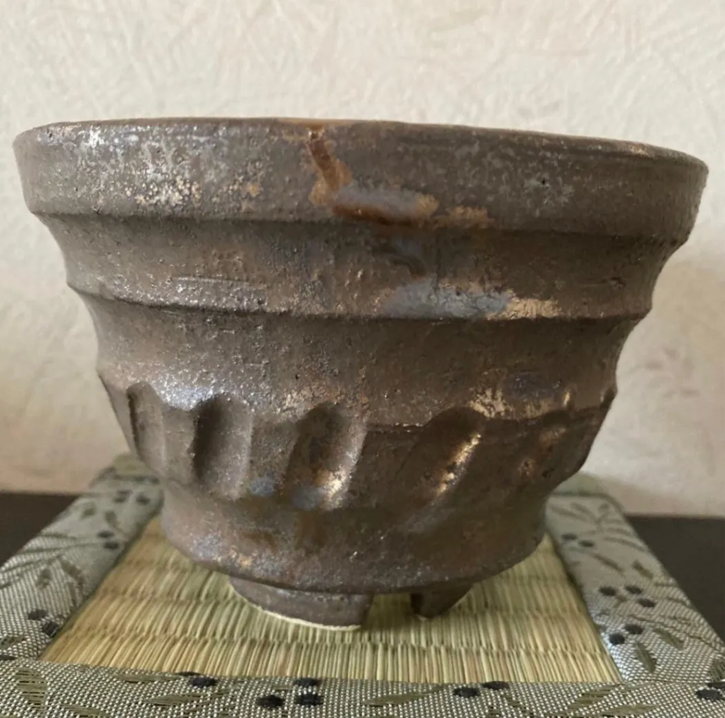 植木鉢(金彩) 浅鉢 3号相当 器 陶器 観葉植物 受賞作家 手作り 一点物 ⑨