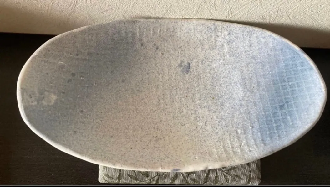 楕円皿(青磁) 皿 器 和食器 陶器 受賞作家 手作り 一点物 ㉗