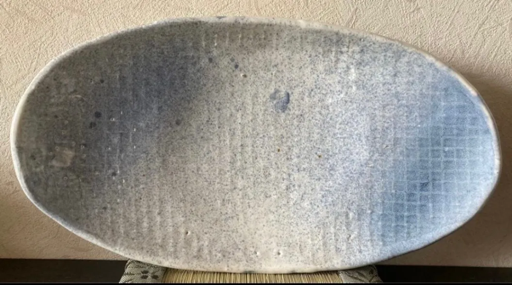 楕円皿(青磁) 皿 器 和食器 陶器 受賞作家 手作り 一点物 ㉗