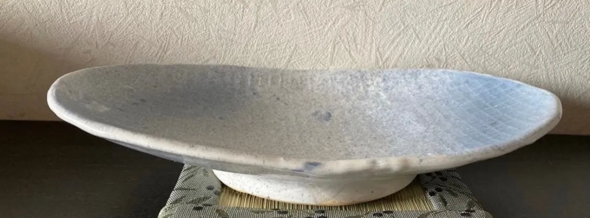楕円皿(青磁) 皿 器 和食器 陶器 受賞作家 手作り 一点物 ㉗