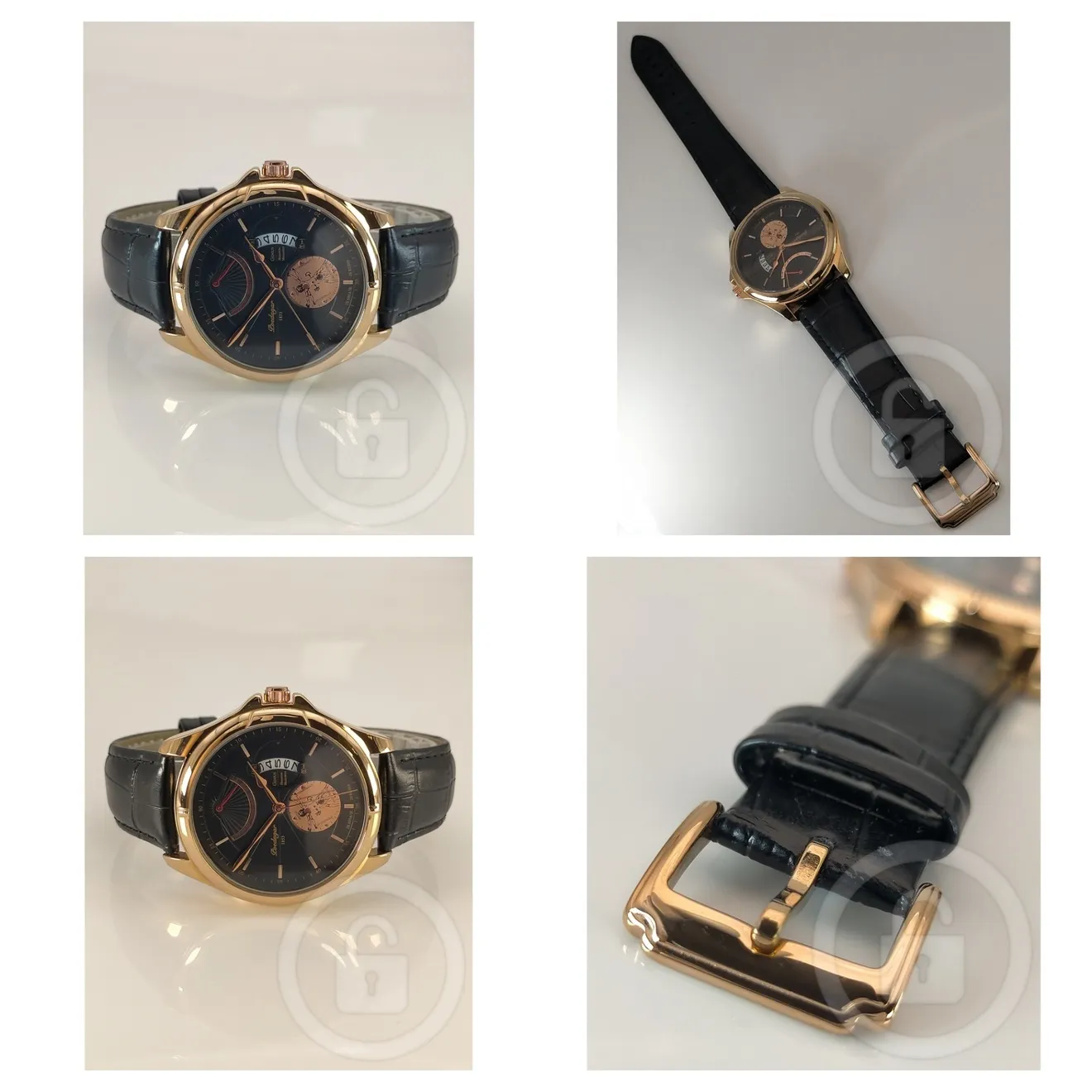 固定観念を超越/大人のドレスウォッチ【スライドカレンダー/新品】ローズゴールド①