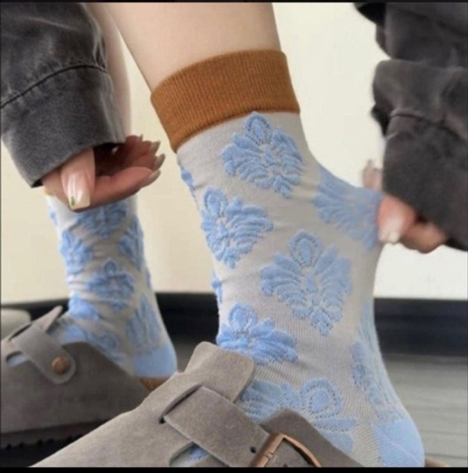 ★アート柄ソックス no.031★ 22〜25 レディース 個性的 北欧柄 おしゃれ 靴下