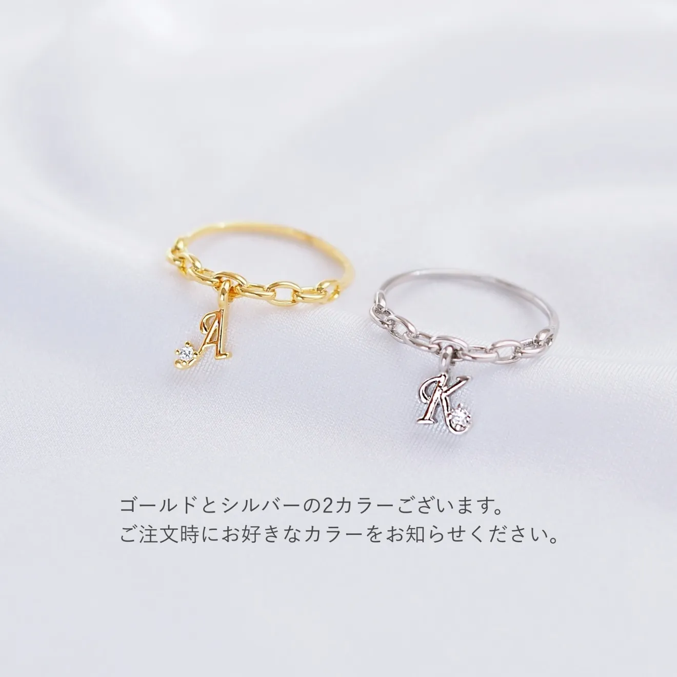【選べるイニシャル!】ジルコニア付きイニシャルリング ＊ A,H,J,K,M,N,R,S,T,Y