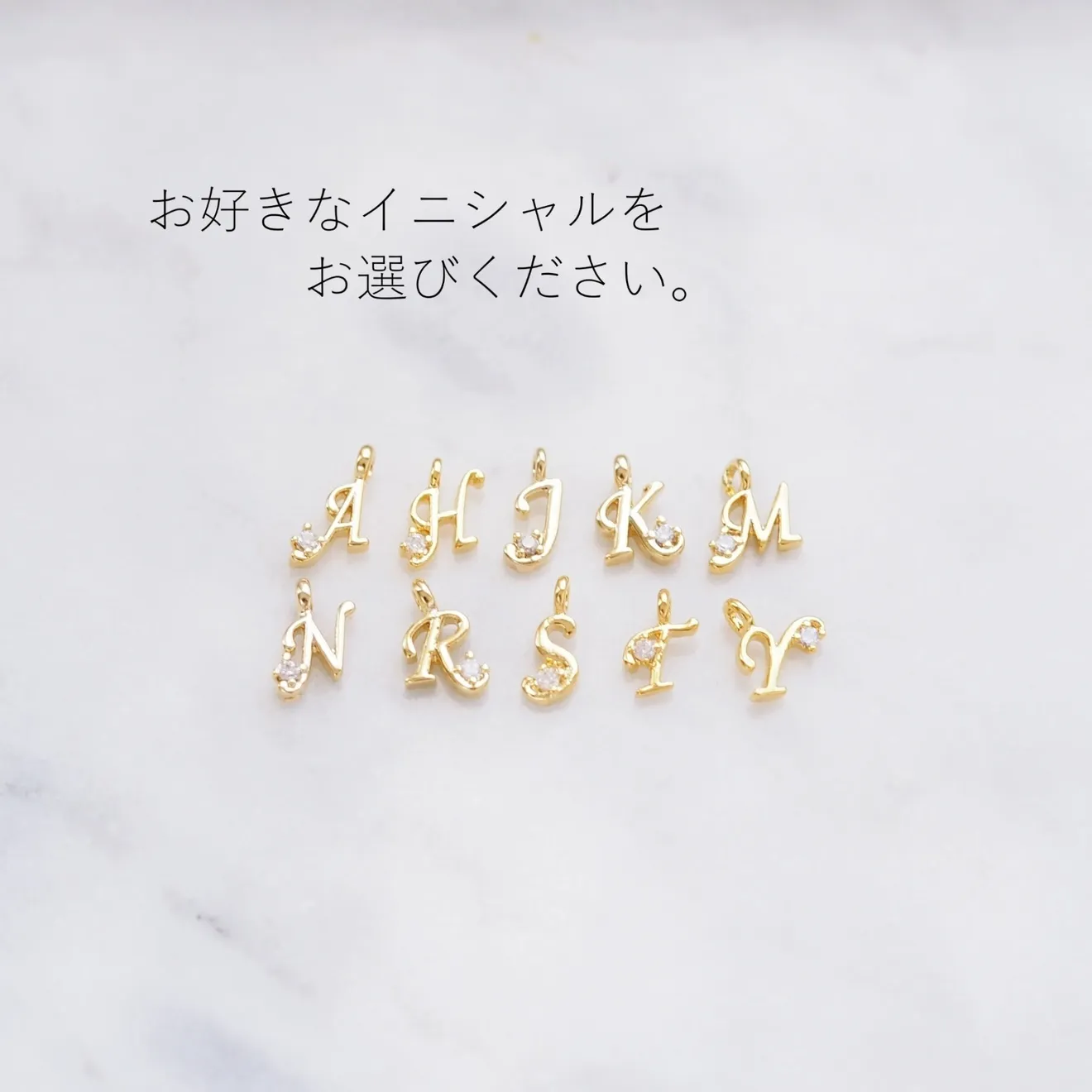 【選べるイニシャル!】ジルコニア付きイニシャルリング ＊ A,H,J,K,M,N,R,S,T,Y