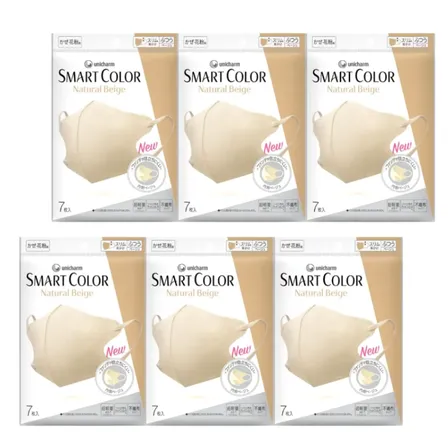 【まとめ買い】超快適マスク SMART COLOR ナチュラルベージュ ふつう 7枚×6袋