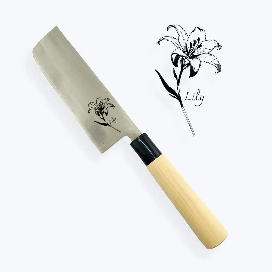 【リリィ】菜切り包丁　刃渡り15.6cm　日本製　名入れ　刻印　手研ぎ
