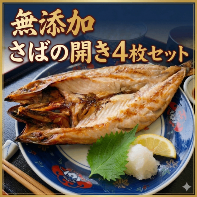 【無添加・笹入り】特大 さば開き 4枚セット｜冷凍 干物｜脂のり抜群｜ギフトにもおすすめ