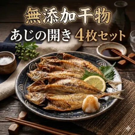 【無添加・笹入り】特大　あじ開き 4枚セット 冷凍 干物 脂のり抜群【お中元・夏ギフト】