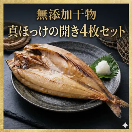 【無添加・笹入り】特大 真ほっけ開き 4枚セット 冷凍 干物 脂のり抜群【お中元・夏ギフト】