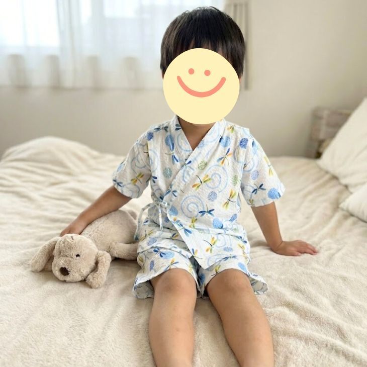 【リップル生地 とんぼと井絣柄】国産 綿100％｜浴衣・甚平に最適｜ハンドメイド用 布