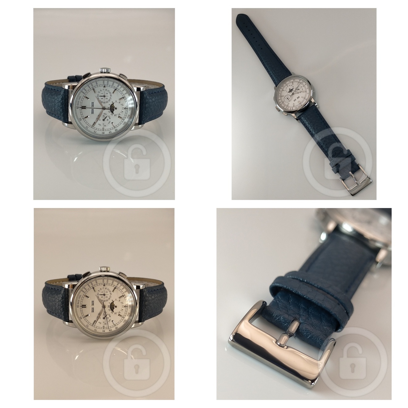 機械式の真骨頂/複雑多機能を堪能【シーガル搭載/新品】裏スケ ロイヤルブルー革