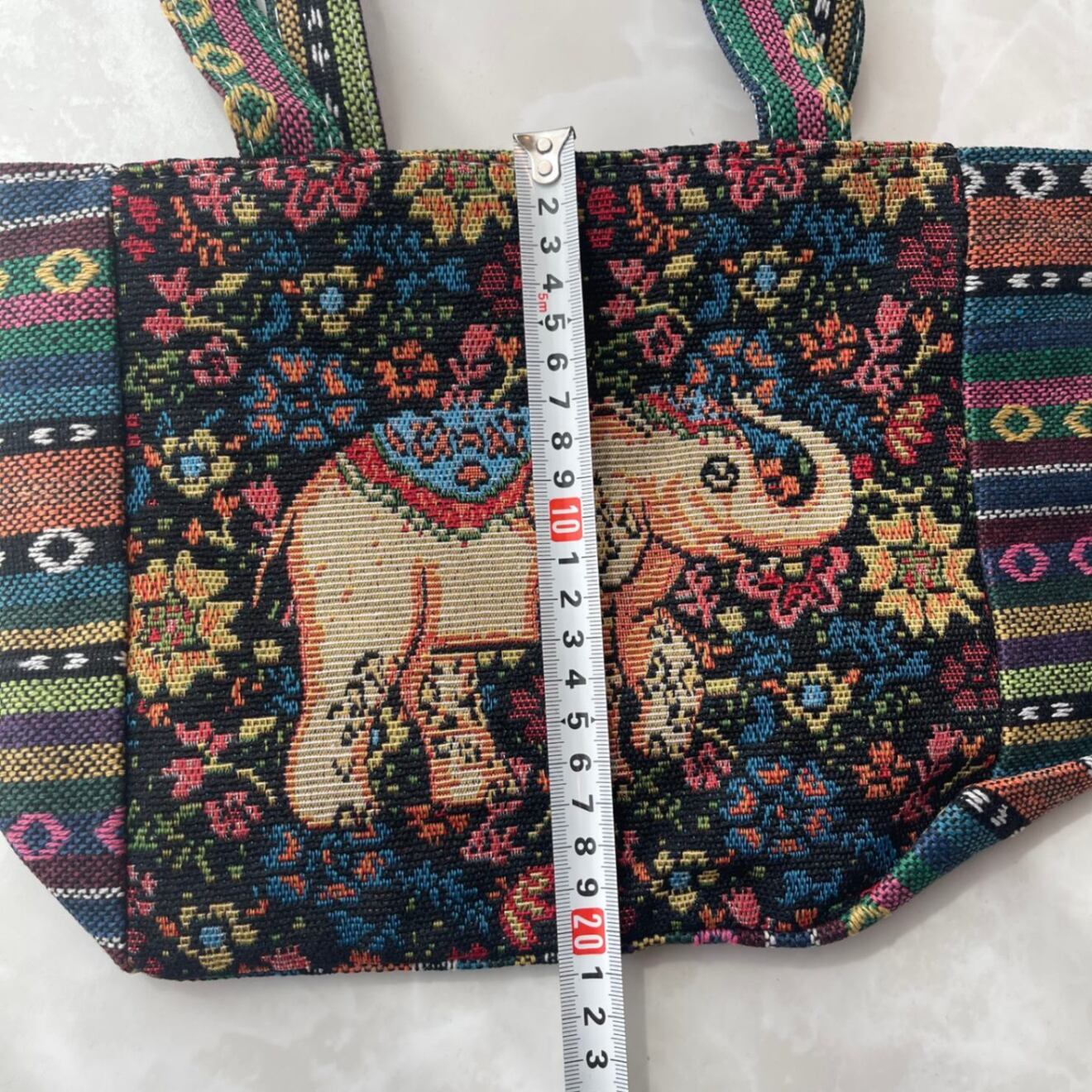 【上品で使いやすい軽量トート】お買い物・お出かけに◎ 花柄ゾウデザイン