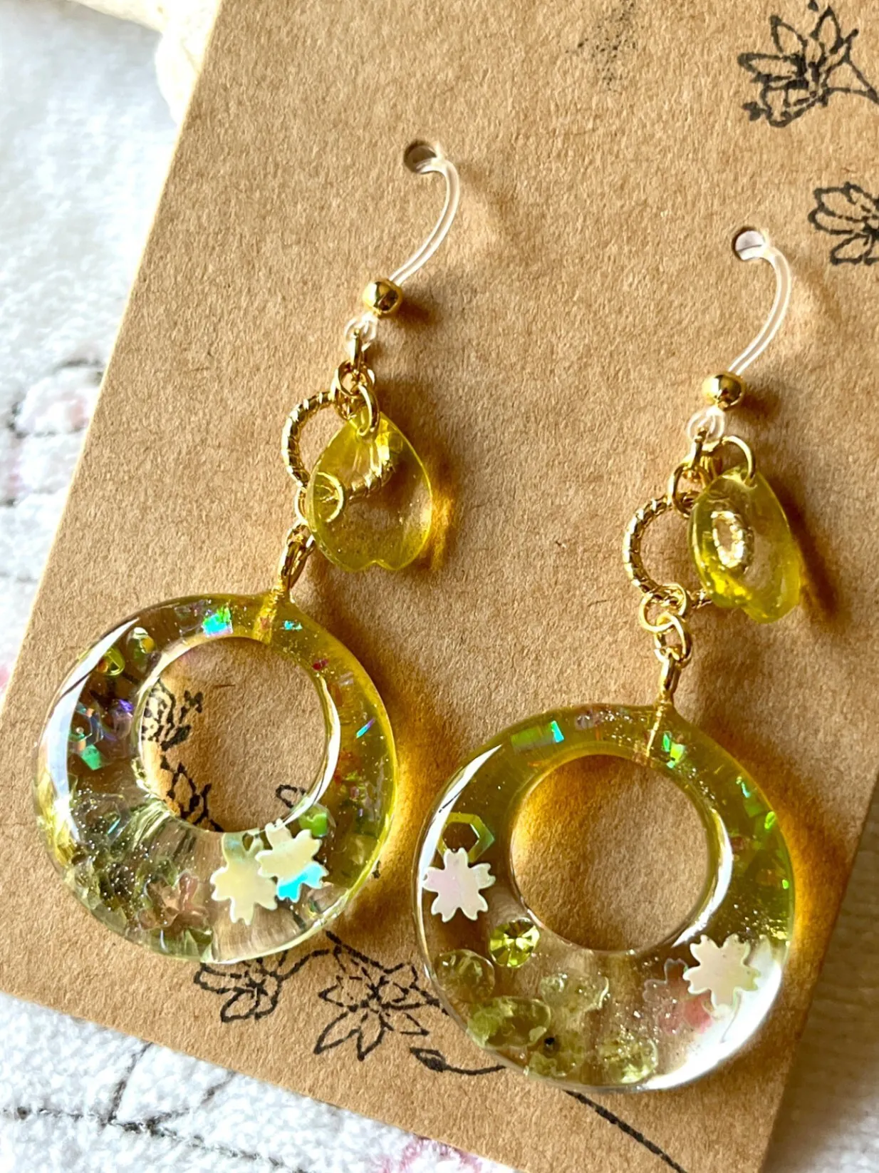 緑のさくらのフープ🌸フックピアス【リベポ払い歓迎🎉】