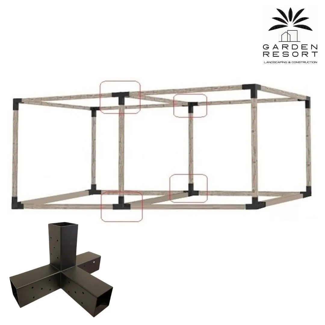 高強度 4WAYブラケット 1個セット ガゼホ パーゴラ 90x90 スチールブラケット 高耐久