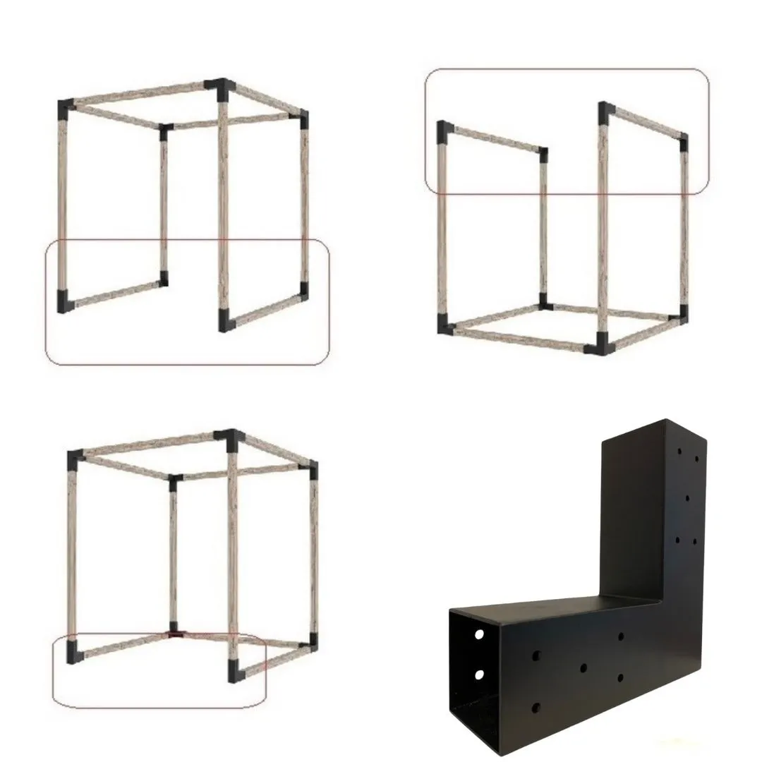 高強度 2WAYブラケット 1個セット ガゼホ パーゴラ 90x90 スチールブラケット 高耐久