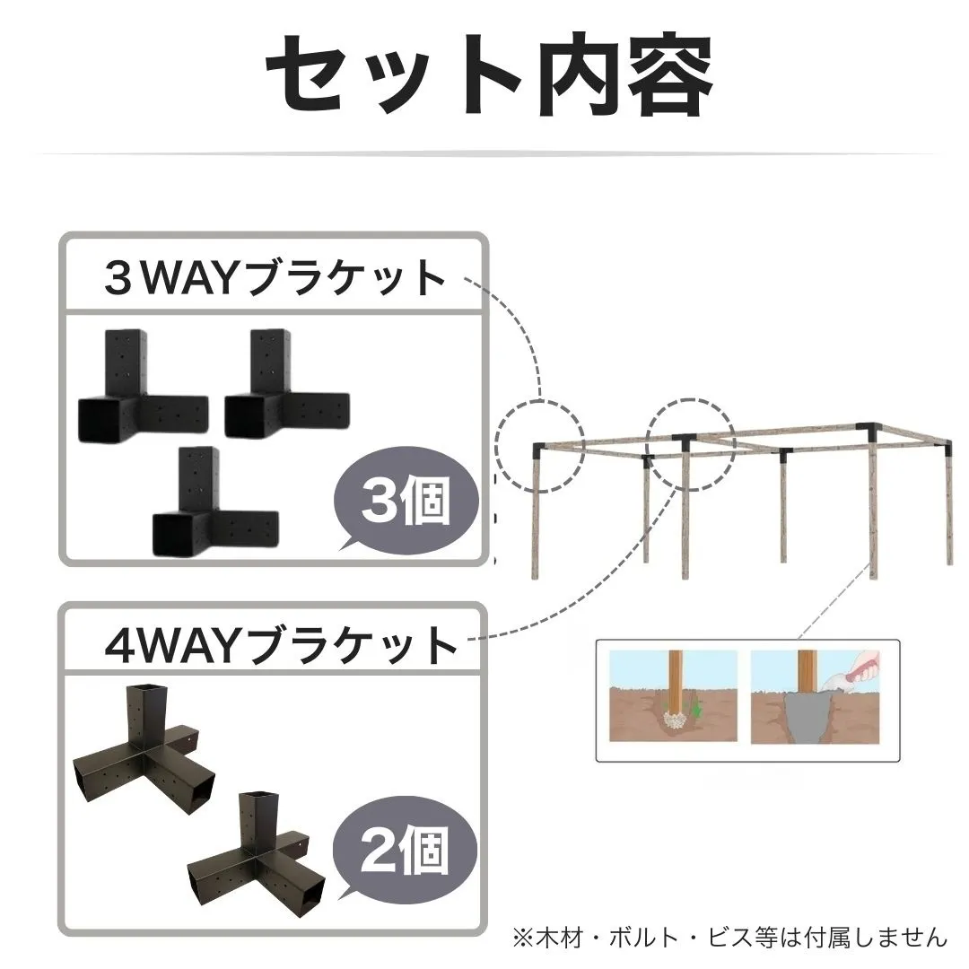 高強度 Gタイプ ブラケットキット 6個セット ガゼホ パーゴラ 90x90 スチール 高耐久