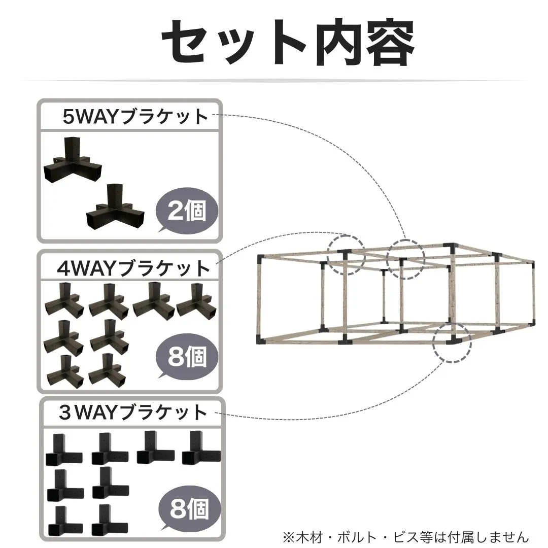 高強度 Fタイプ ブラケットキット 18個セット ガゼホ パーゴラ 90x90 スチール 高耐久