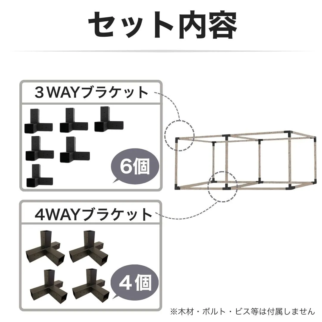 高強度 Eタイプ ブラケットキット 12個セット ガゼホ パーゴラ 90x90 スチール 高耐久