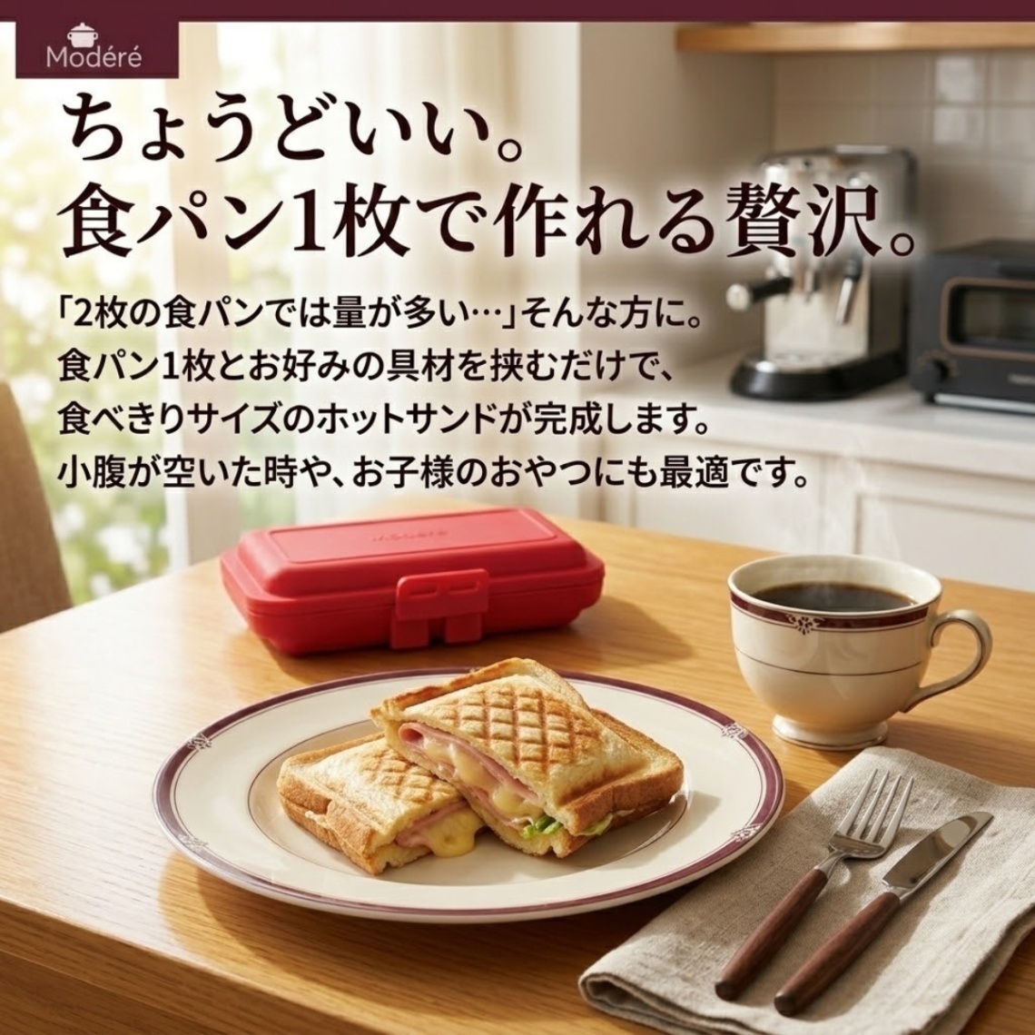 電子レンジ ホットサンドメーカー 1枚焼き ハーフサイズ 食洗機対応