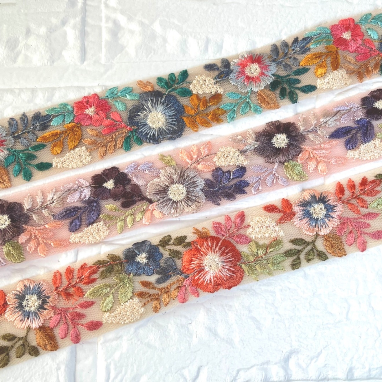 インド刺繍リボン　約3cm×2m 3本セット（291.292.293）