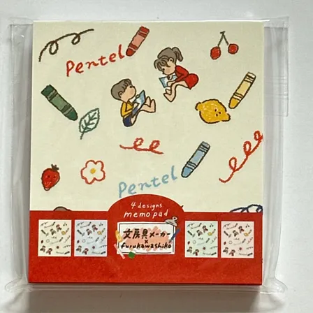 古川紙工　文房具メーカー　メモパッド　ぺんてる柄