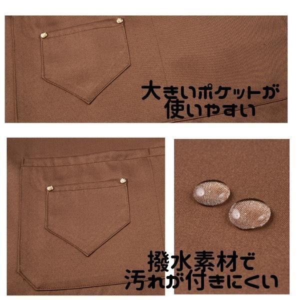 ワークエプロン 防水 撥水 かぶるだけ ショート丈 レッド