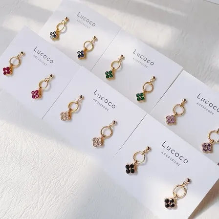 🌿フラワービジュー ピアス（イヤリング）｜選べるカラー｜小ぶり×ゴールドリング