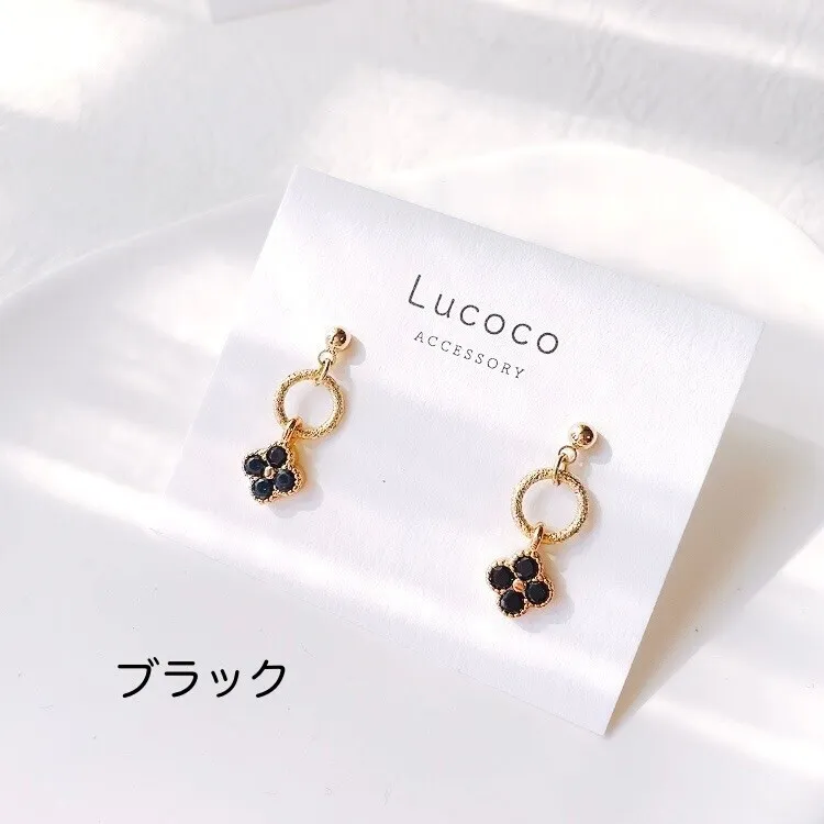 🌿フラワービジュー ピアス（イヤリング）｜選べるカラー｜小ぶり×ゴールドリング