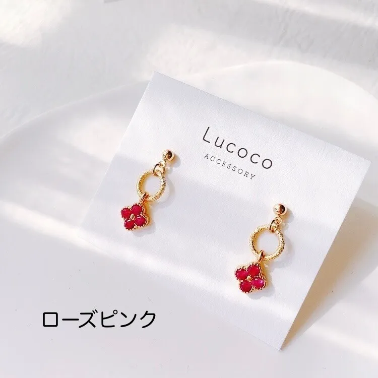 🌿フラワービジュー ピアス（イヤリング）｜選べるカラー｜小ぶり×ゴールドリング