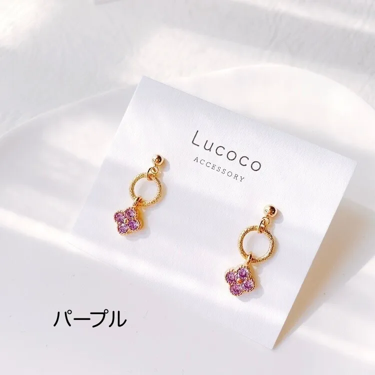 🌿フラワービジュー ピアス（イヤリング）｜選べるカラー｜小ぶり×ゴールドリング