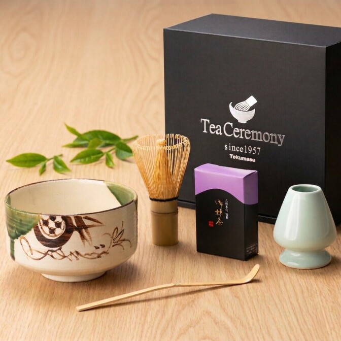 抹茶セット 無添加 ギフトBOX入り 京都宇治抹茶と日本製の抹茶茶碗（瀬戸焼・織部）