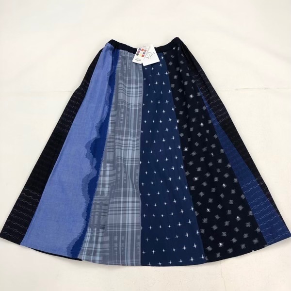久留米絣　儀右ヱ門　パッチワークスカート　M~L