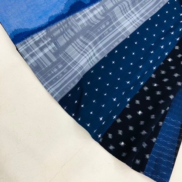 久留米絣　儀右ヱ門　パッチワークスカート　M~L