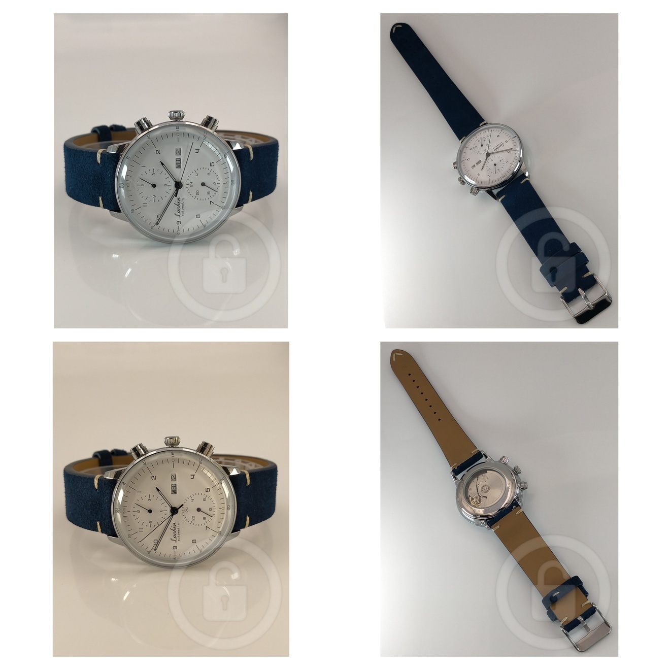 徹底ドレススタイル【機械式多機能/新品】裏スケ ３カレンダー スエードロイヤル革