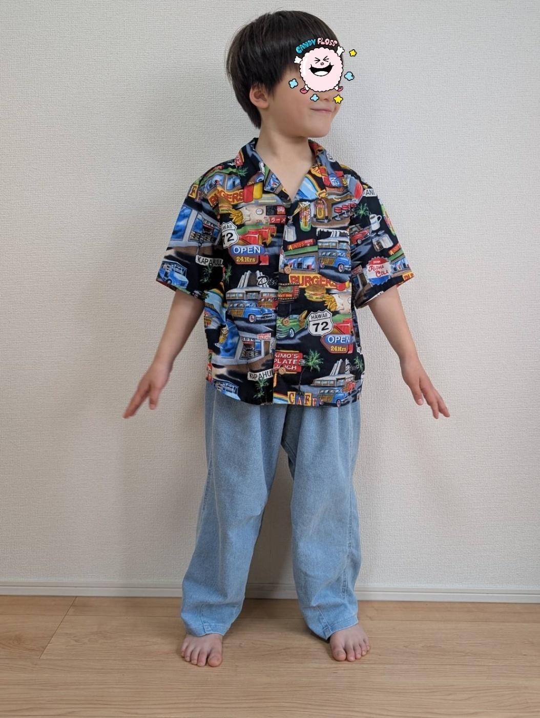 ヴィンテージ風プリントのアロハシャツ(120サイズ)