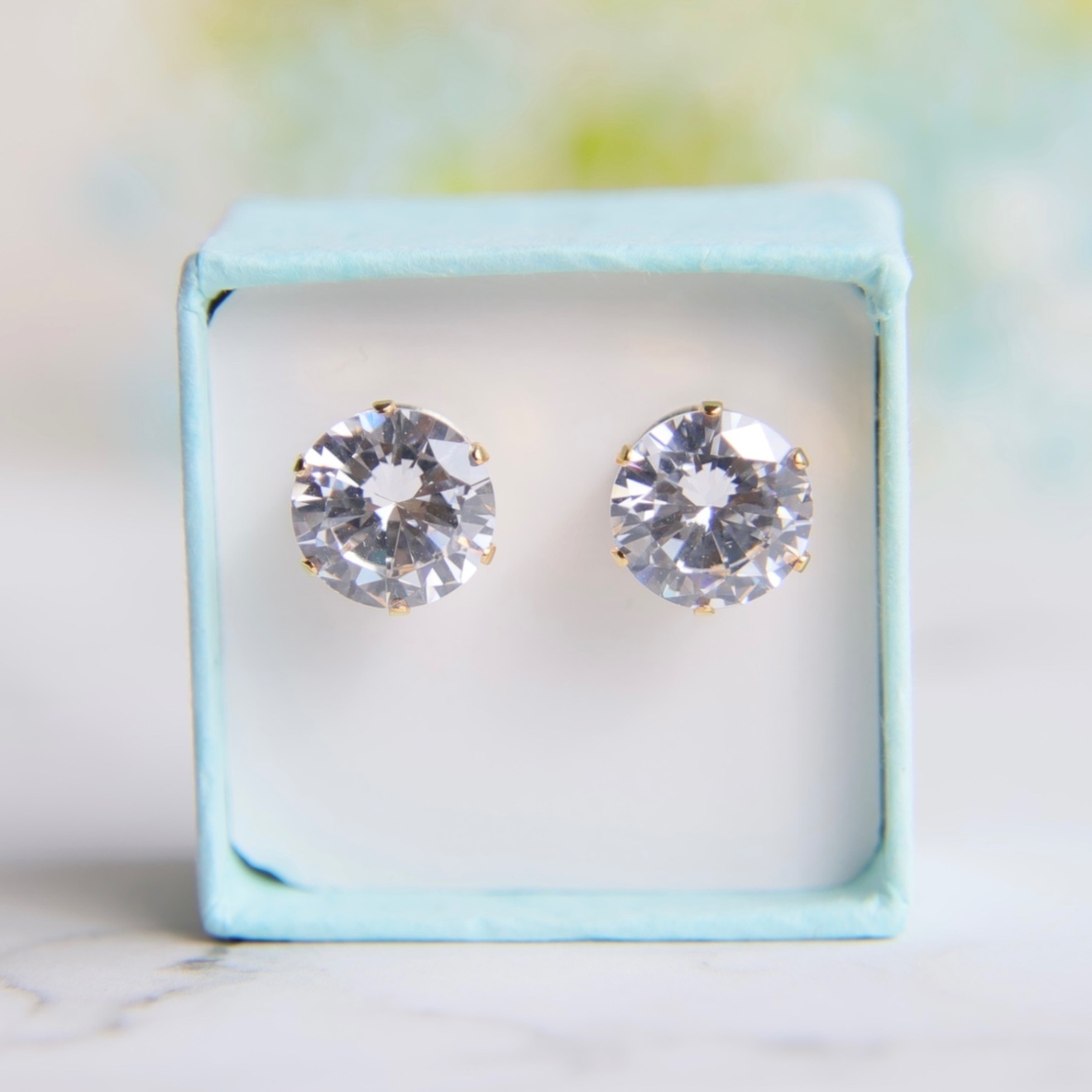 10mm大粒キュービックジルコニアのマグネットピアス　ハンドメイドアクセサリー