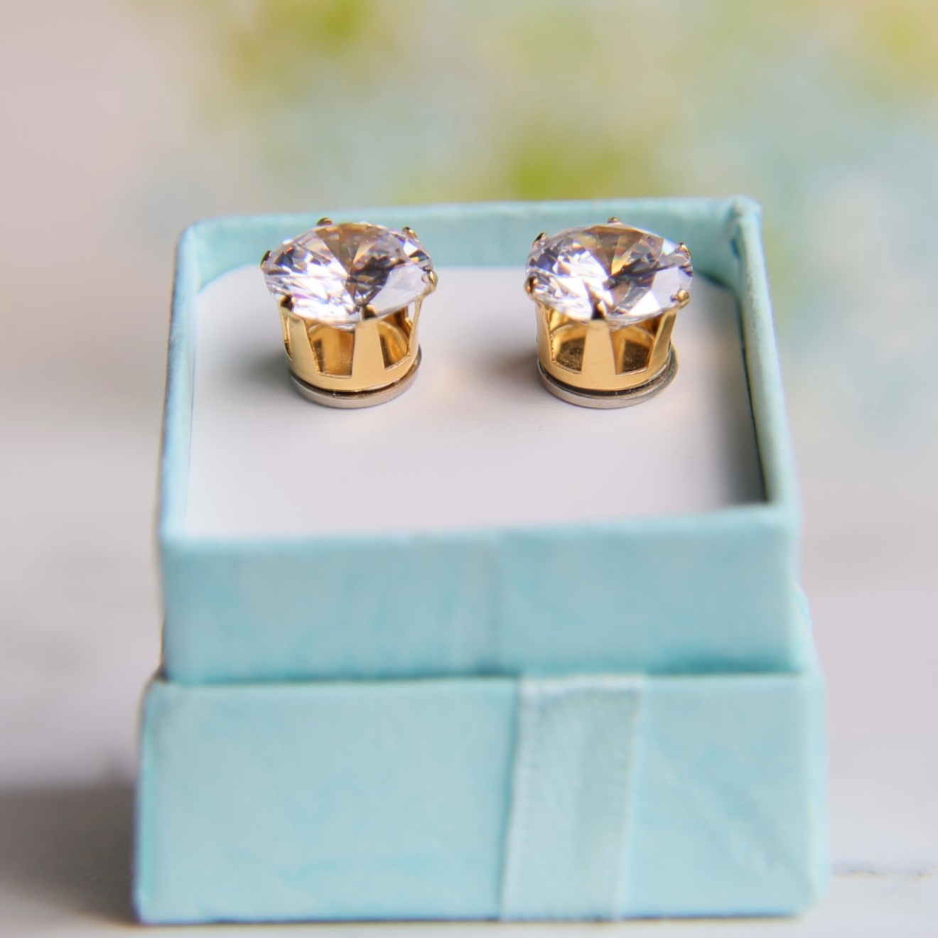 10mm大粒キュービックジルコニアのマグネットピアス　ハンドメイドアクセサリー