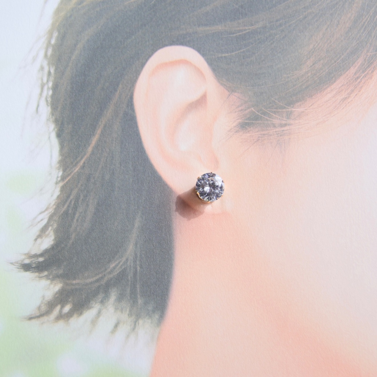 10mm大粒キュービックジルコニアのマグネットピアス　ハンドメイドアクセサリー