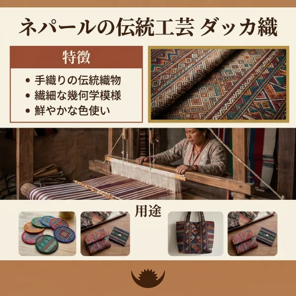 ネパールの手仕事「ダッカ織」で作った手作りコースター【5枚セット】