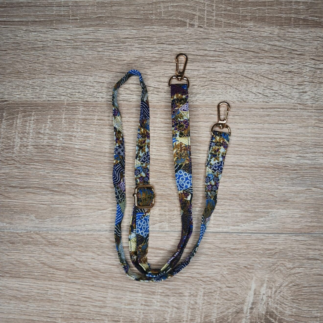 和柄ショルダーバッグ＆ミニファスナーポーチ セット｜神社仏閣めぐりに｜和柄「青海波文様・青」