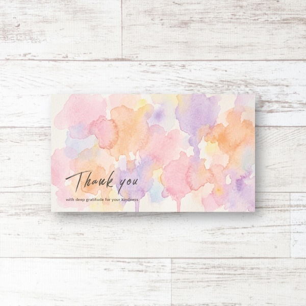 ふんわり水彩サンキューカード ピンク×オレンジ×パープル 10枚 送料込