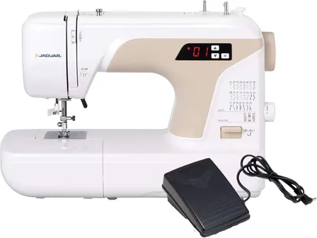 ジャガー コンピューターミシン フットコントローラー操作 自動糸通し器付き 縫い模様24パターン