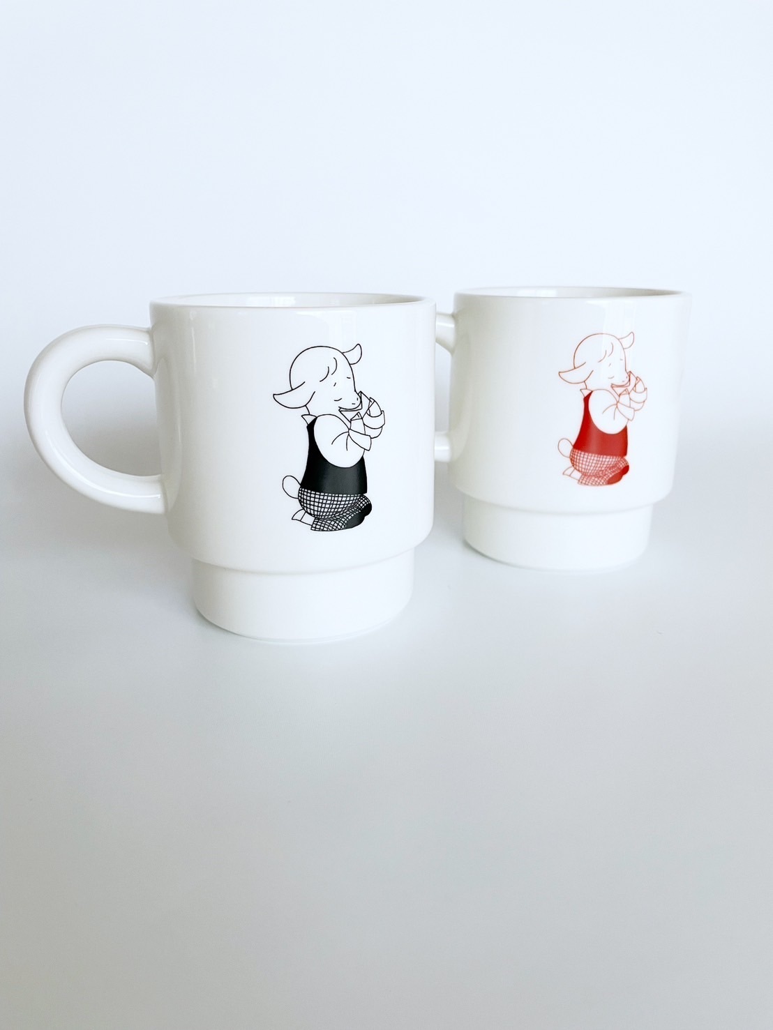 ヤギと手紙マグ（黒）